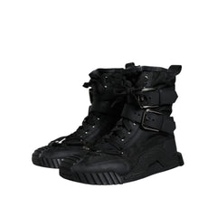 Dolce & Gabbana Black Nylon Lace-Up Boots