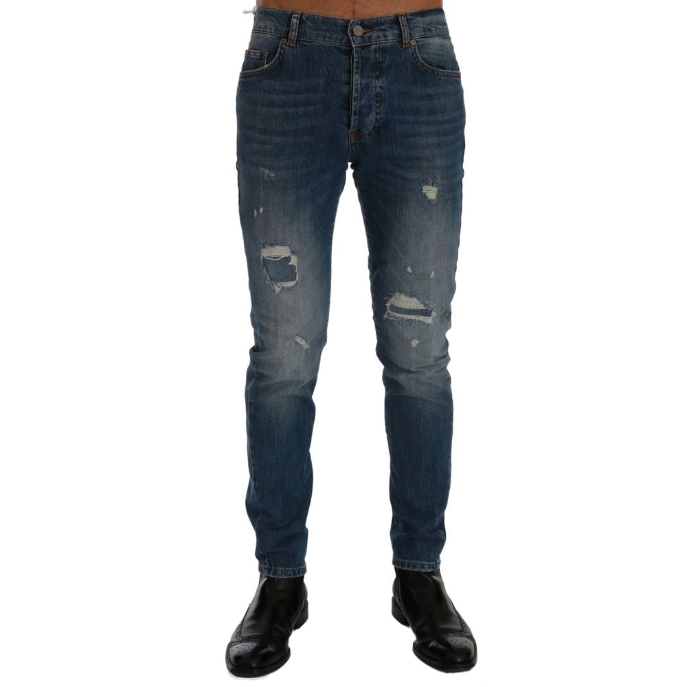 Frankie Morello Blå Bomullsjeans &amp; Byxor
