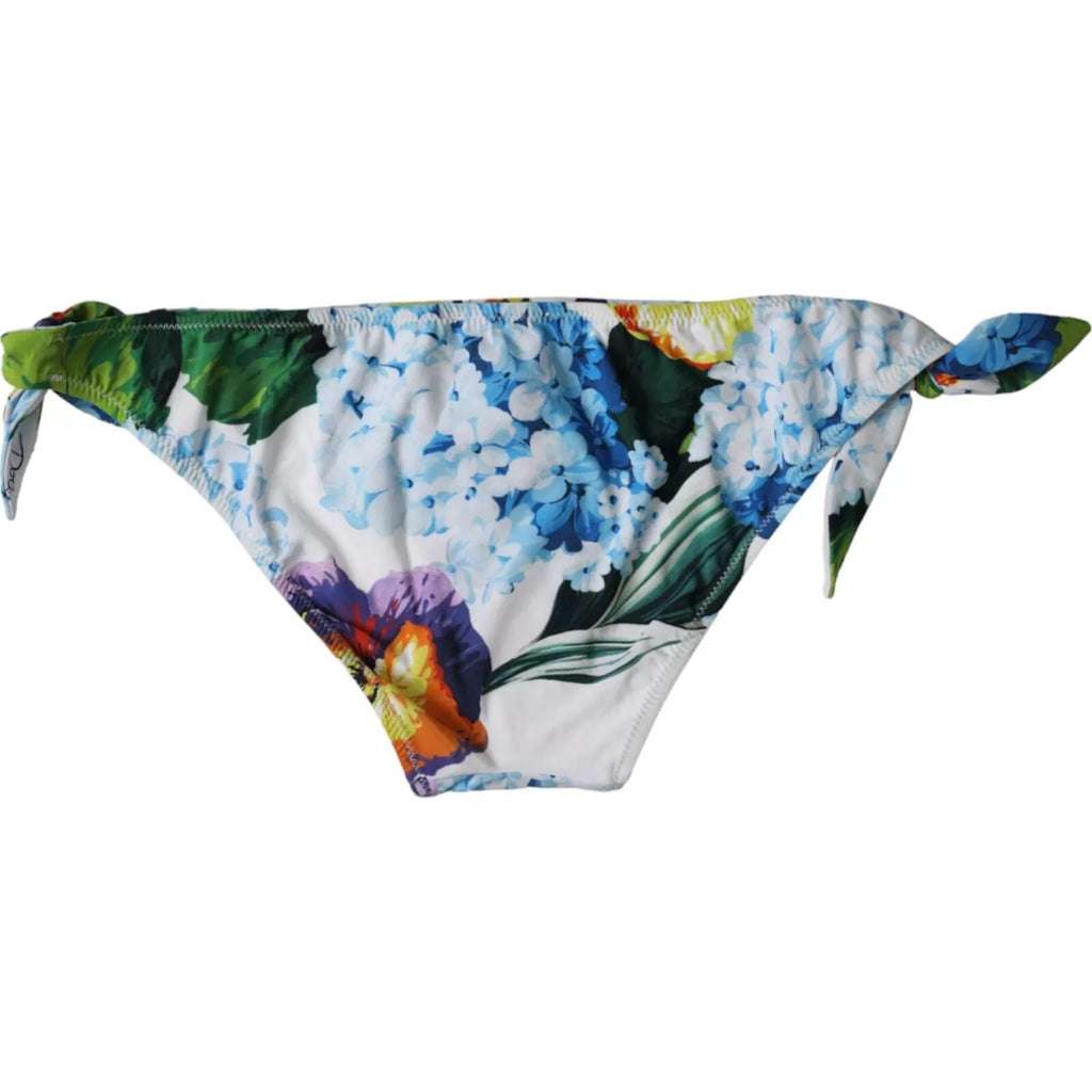 Hvit blomstertrykk badedrakt bikinibunn badetøy