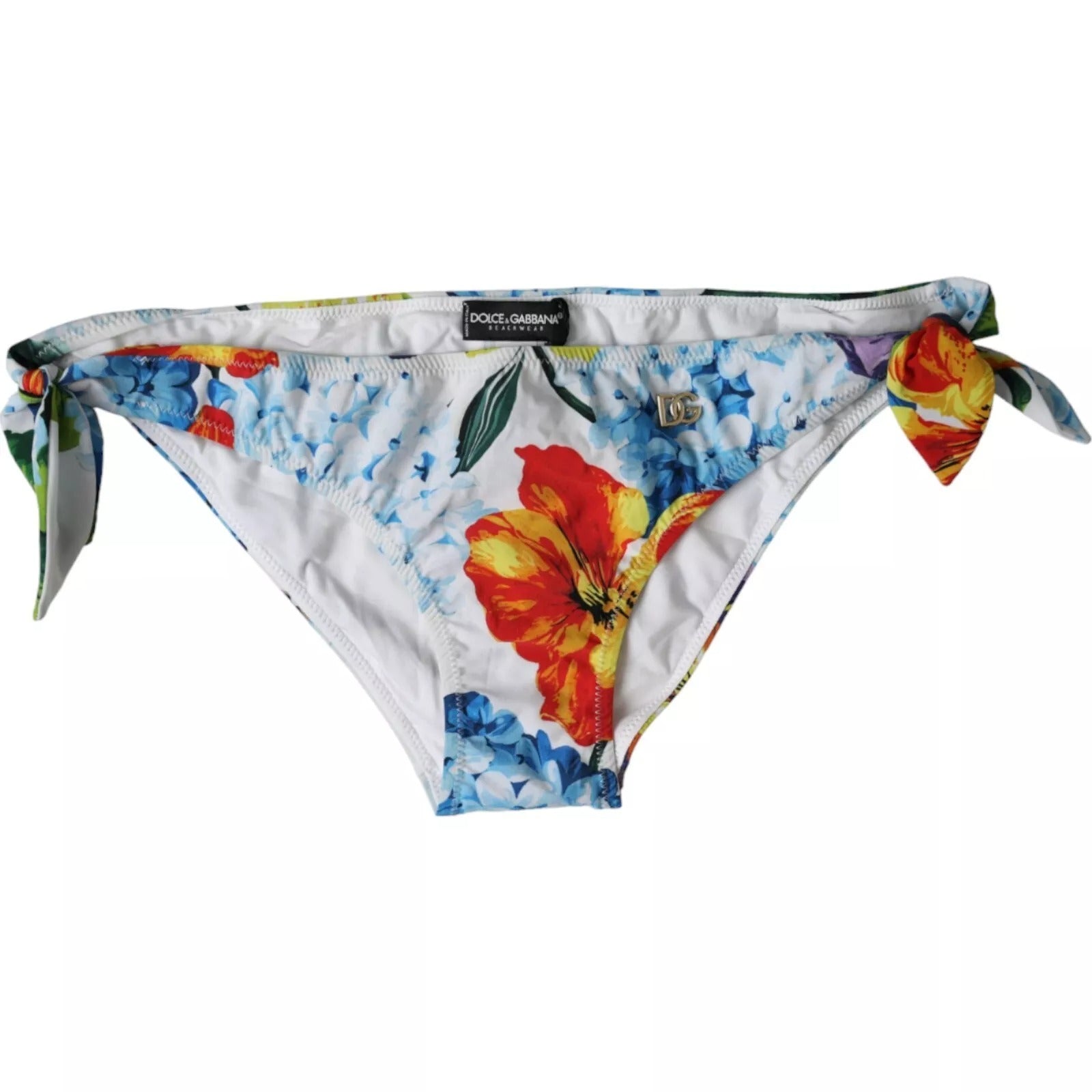 Vit blommig baddräkt bikiniunderdel badkläder