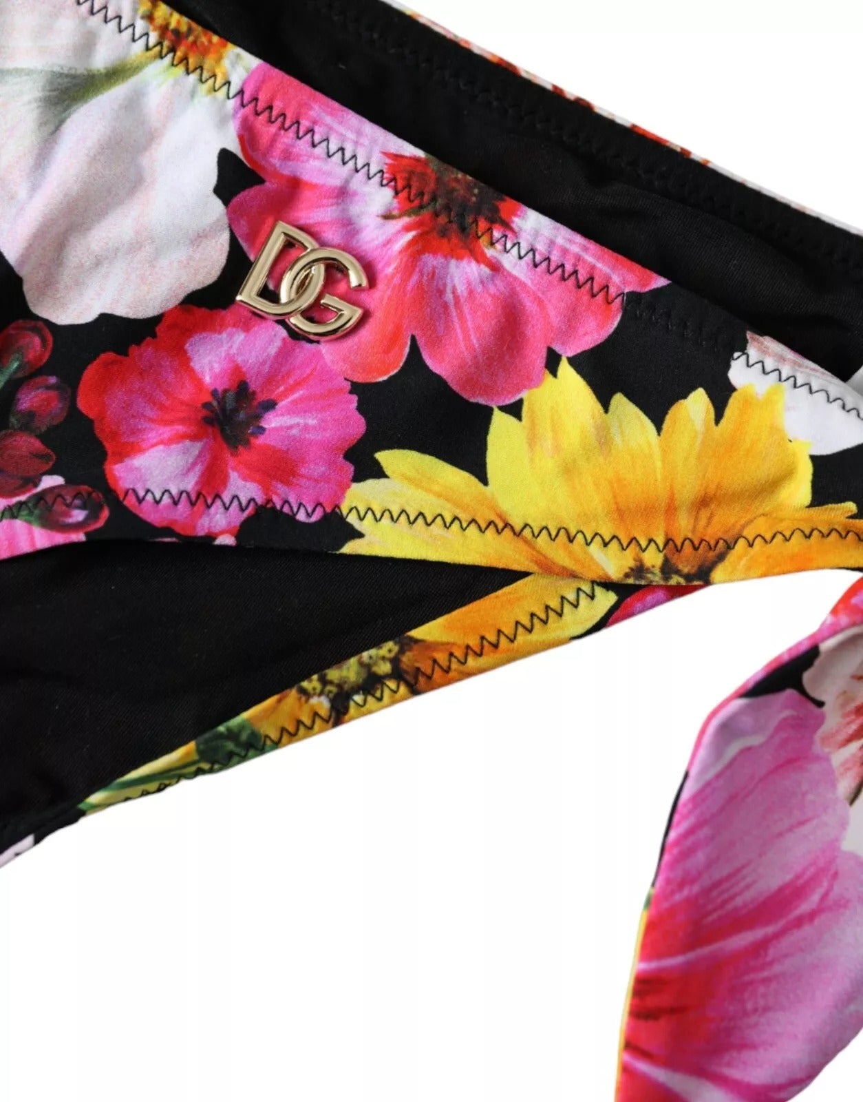 Svart blommig baddräkt bikiniunderdel badkläder