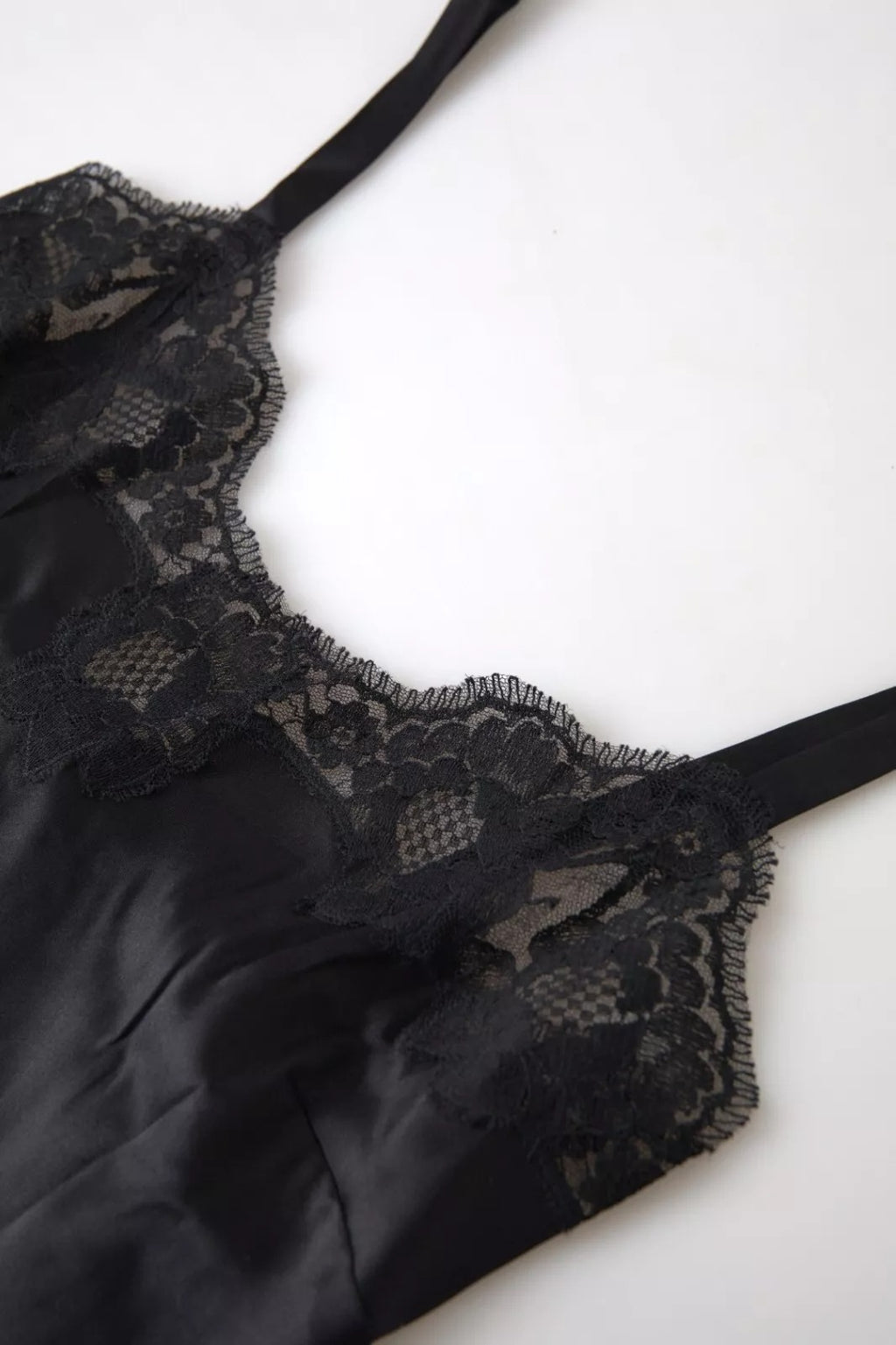 Svart spets siden nattkläder camisol topp underkläder