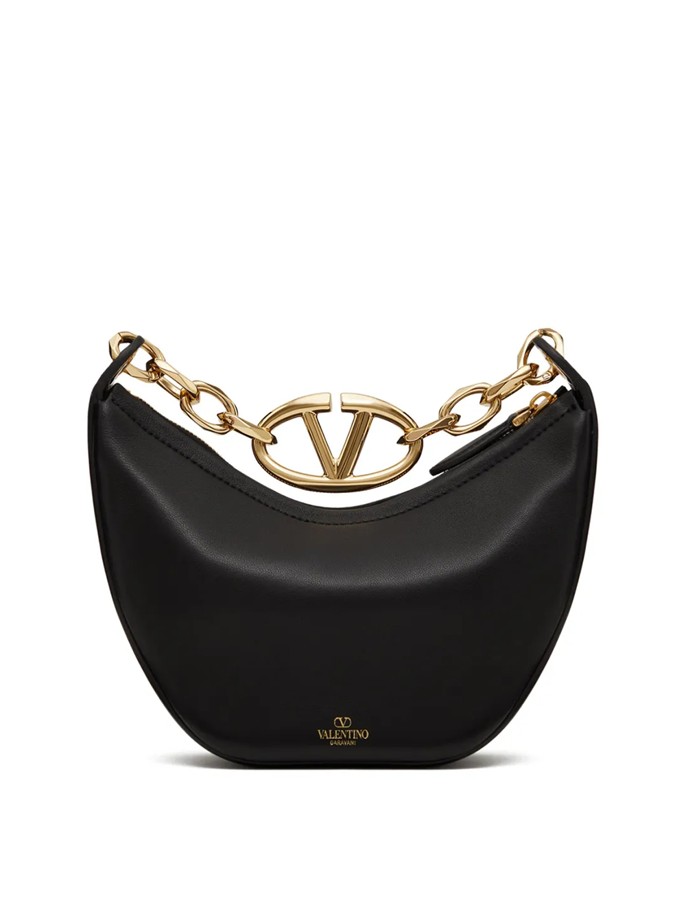 Svart läder Mini Hobo Vlogo Axelväska