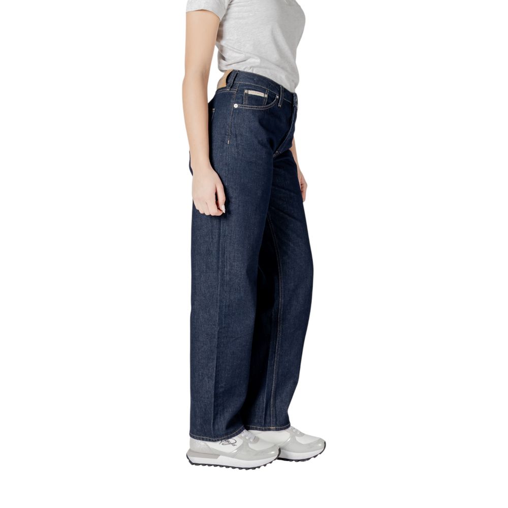 Blå bomullsjeans med avslappnad passform