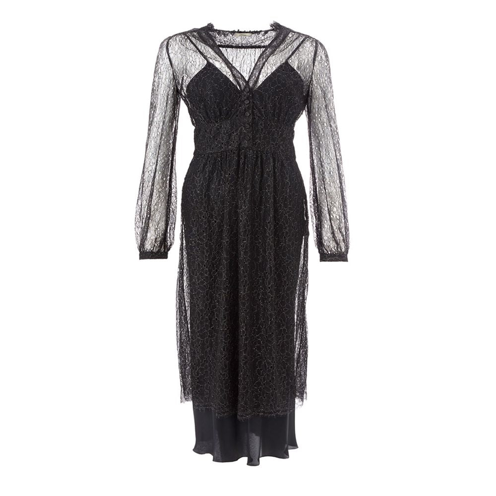 Lardini Elegant Svart Nylonklänning