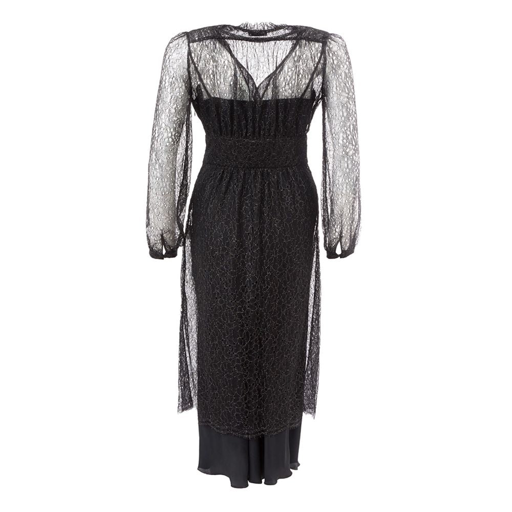 Lardini Elegant Svart Nylonklänning
