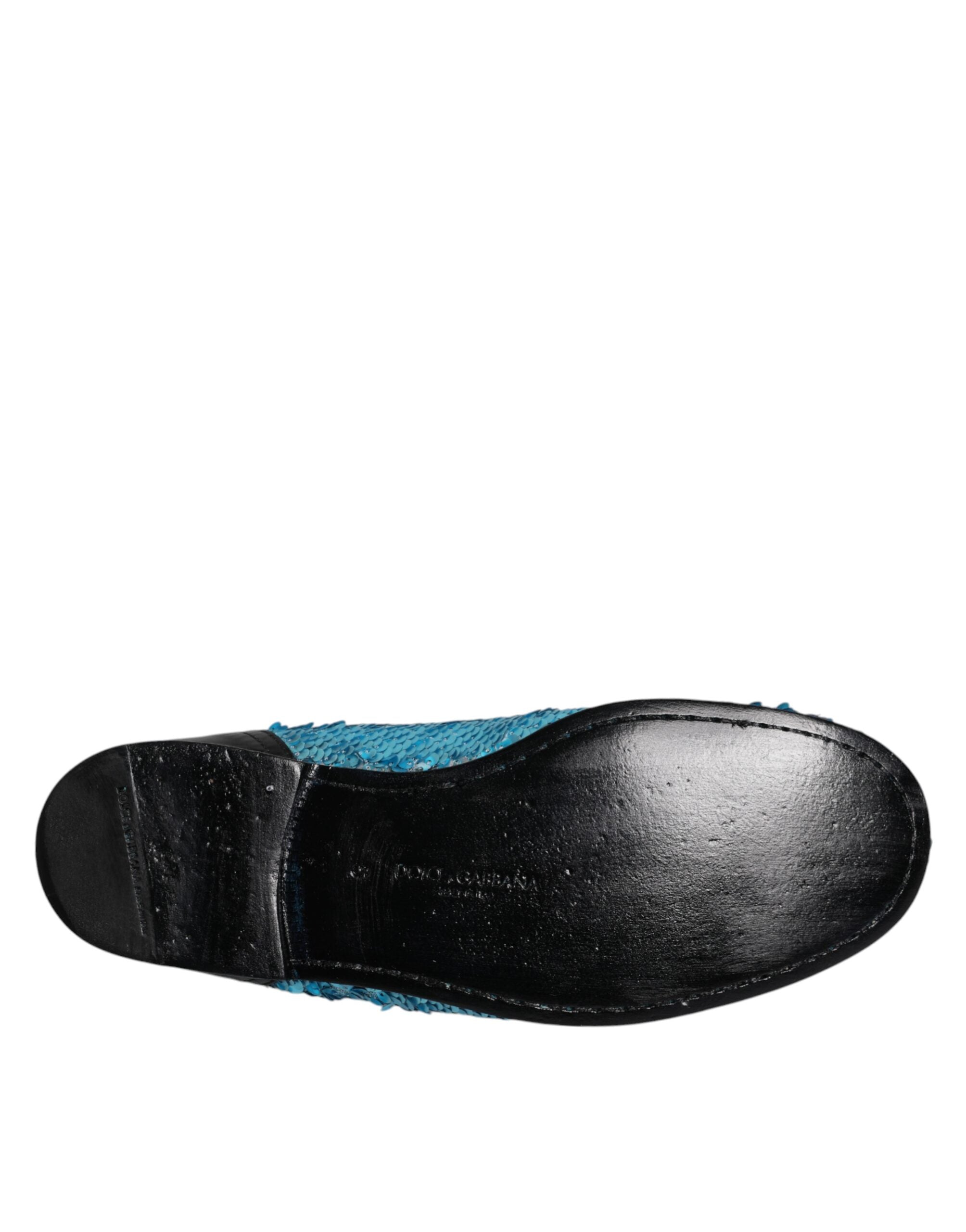 Blå paljettbesatte loafers formelle kjolesko