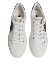 Dolce & Gabbana White Leather Heart Embellished Sneakers Shoes