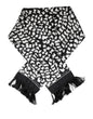 Dolce & Gabbana Black White Patterned Fringes Shawl Scarf