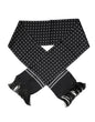 Dolce & Gabbana Black White Polka Dotted Silk Skinny Fringes Scarf