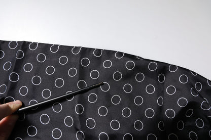 Dolce & Gabbana Black Circles Silk Fringes Shawl Wrap Scarf