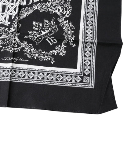 Dolce & Gabbana Black Logo Monogram Cotton Handkerchief Scarf