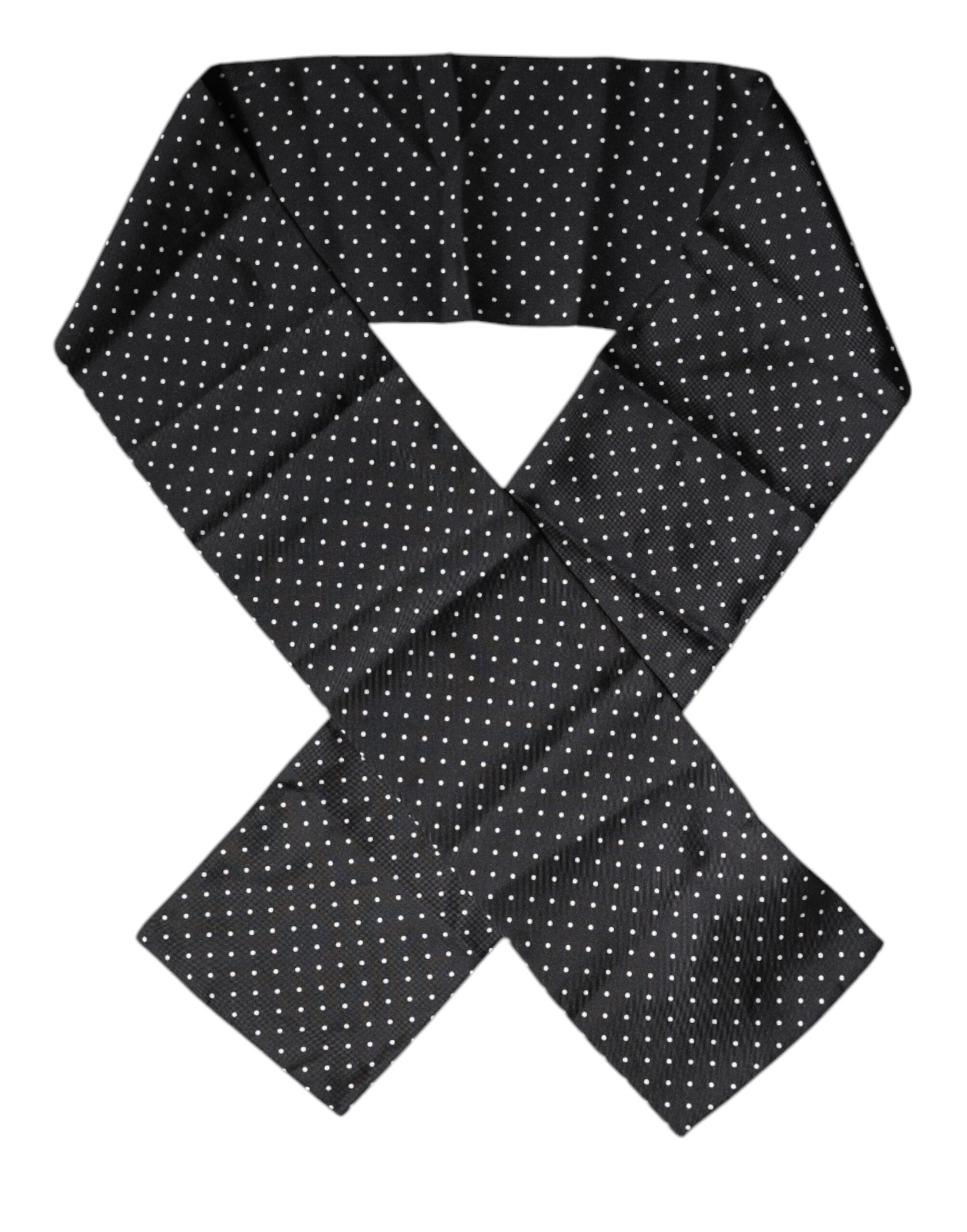 Dolce & Gabbana Black Polka Dots Silk Skinny Neck Wrap Scarf