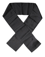 Dolce & Gabbana Black Polka Dots Silk Skinny Neck Wrap Scarf