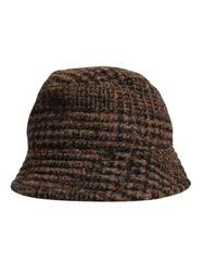 Dolce & Gabbana Brown Houndstooth Wool Woven Bucket Hat