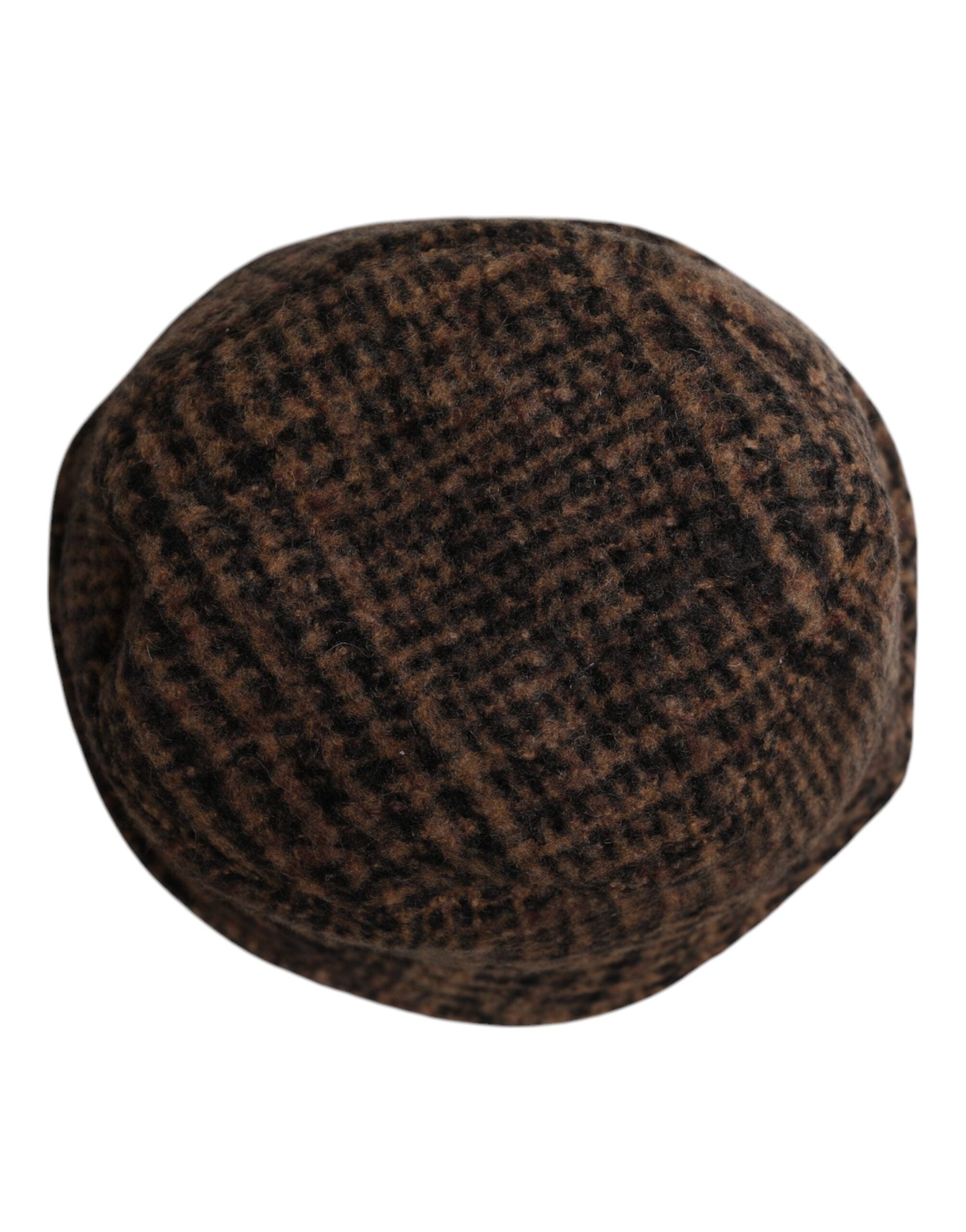 Dolce & Gabbana Brown Houndstooth Wool Woven Bucket Hat