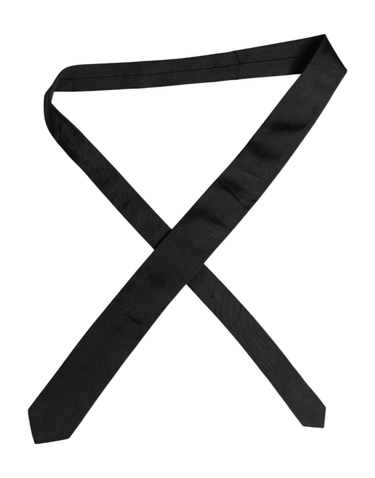 Dolce & Gabbana Black Solid Silk Adjustable Necktie Tie