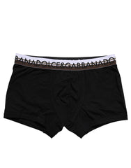 Dolce & Gabbana Black Cotton Stretch Regular Boxer Underwear