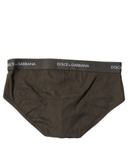 Dolce & Gabbana Gray Cotton Men Mid Slip Brief Underwear