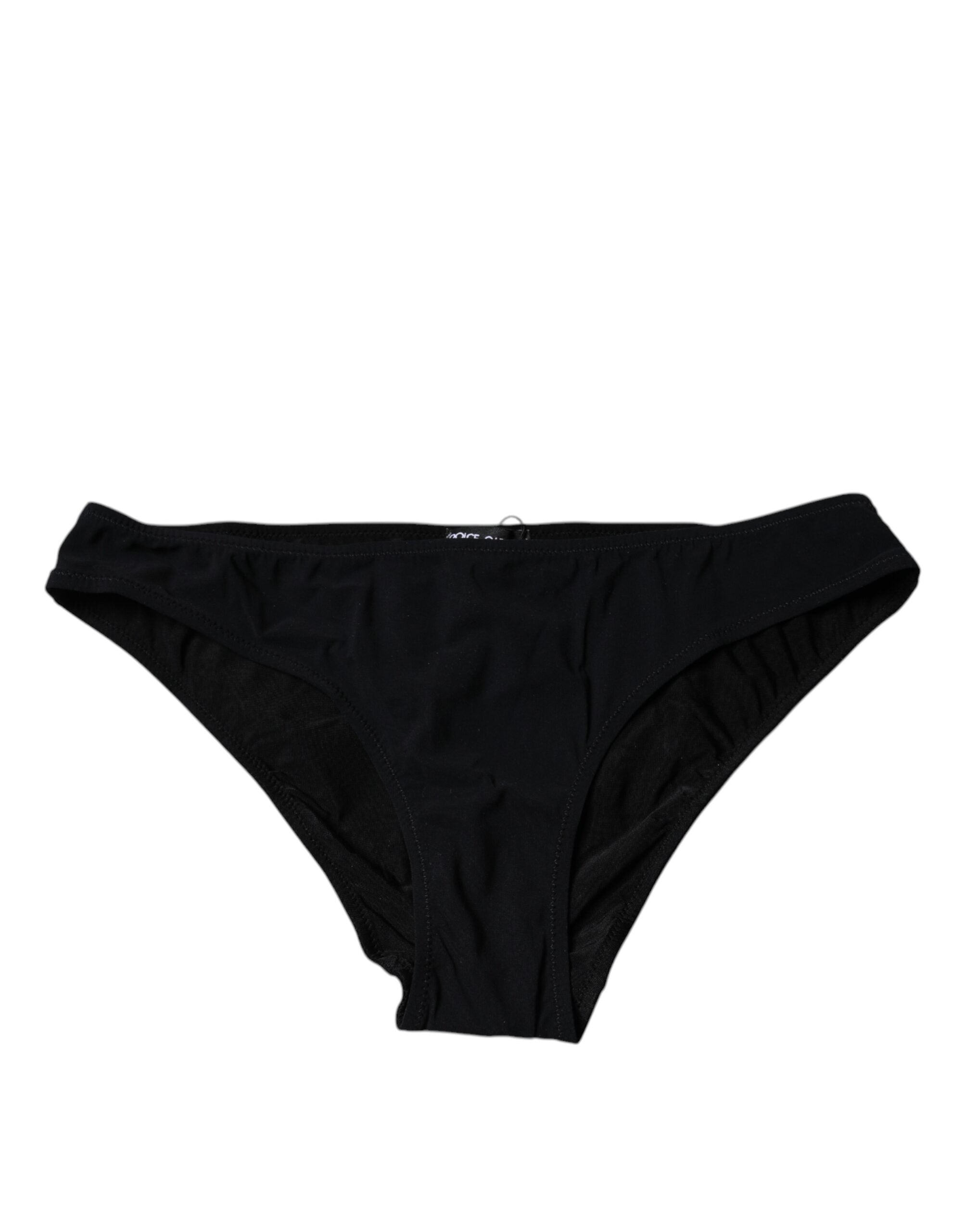 Svarta nylon stretchiga trosor med medelhög midja
