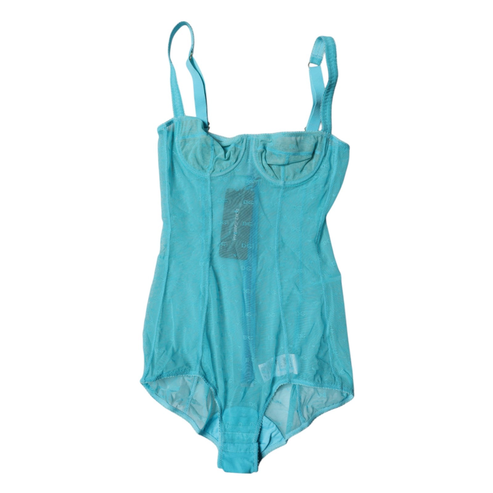 Blå tyll balconette bh bodysuit underkläder