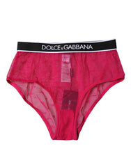 Dolce & Gabbana Fuchsia Tulle Nylon Mid Waist Panty Underwear