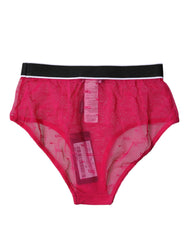 Dolce & Gabbana Fuchsia Tulle Nylon Mid Waist Panty Underwear