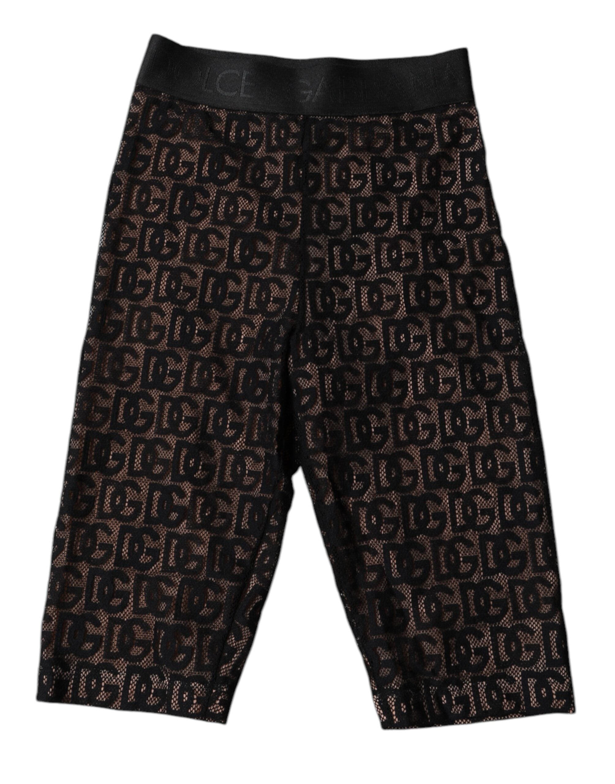 Svarta Cropped Tights med Logotyp och Monogram