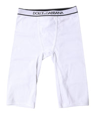 Dolce & Gabbana White Logo Cotton Cropped Tights Underwear