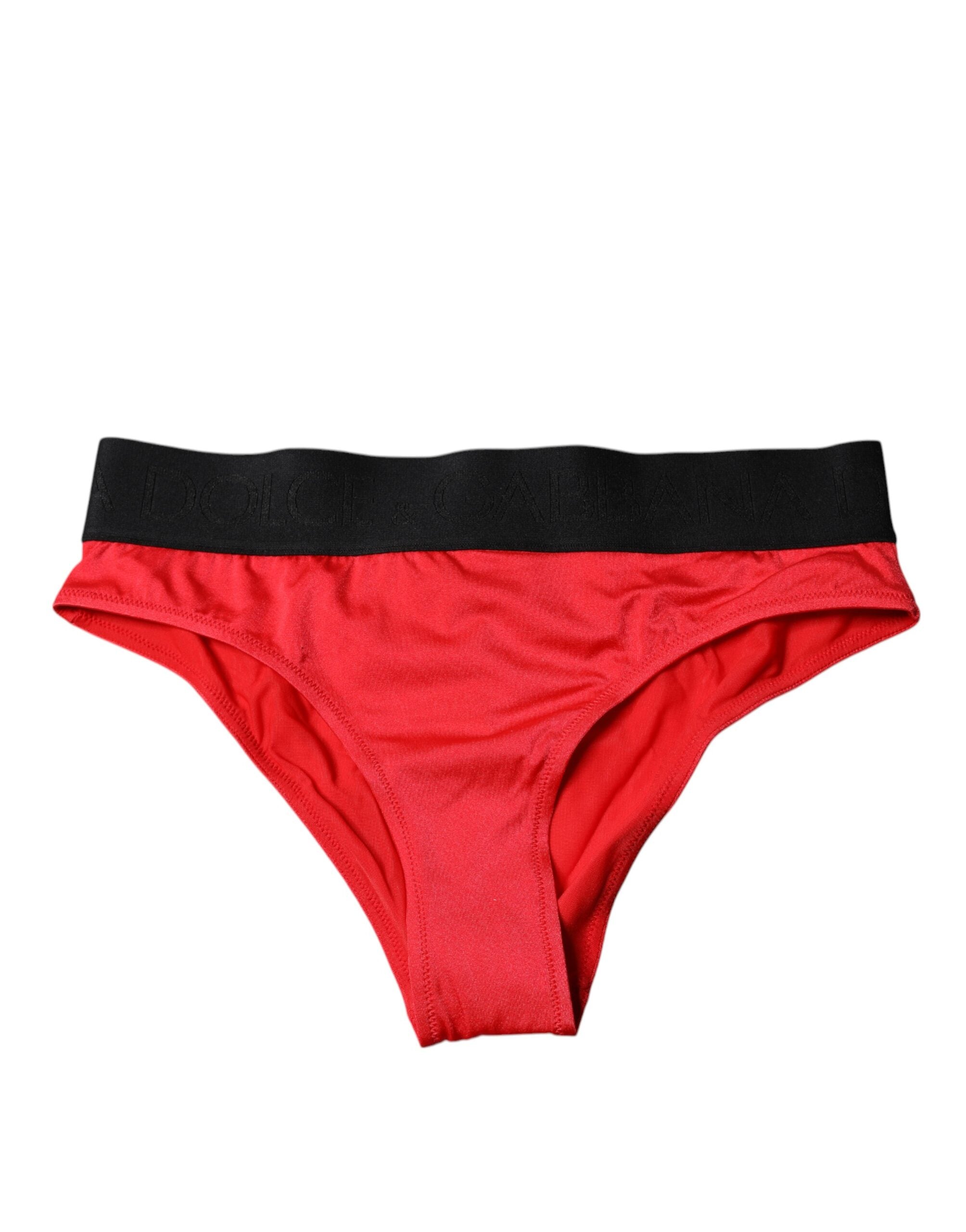 Röda nylon stretchiga trosor med medelhög midja