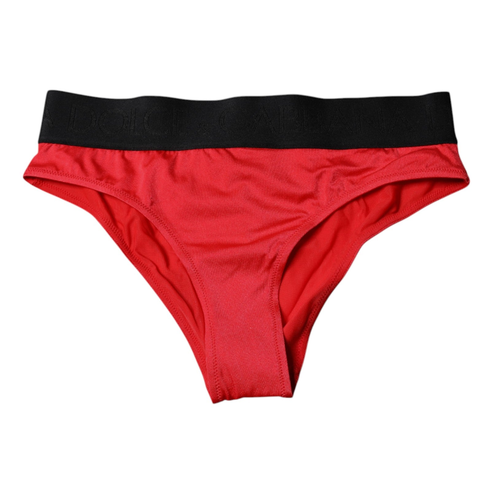 Röda nylon stretchiga trosor med medelhög midja