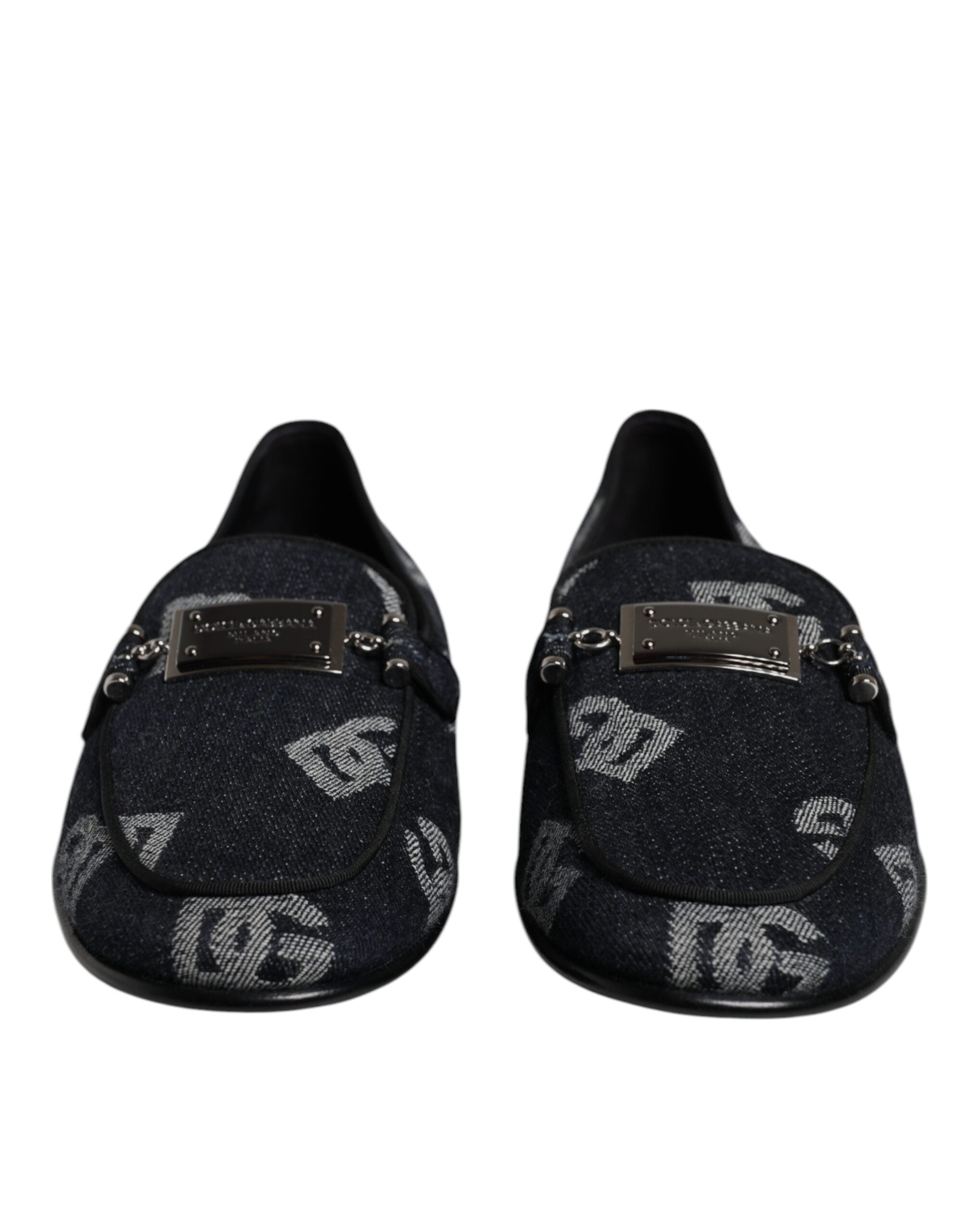Svarte Logo Bomull Loafers Formelle Sko