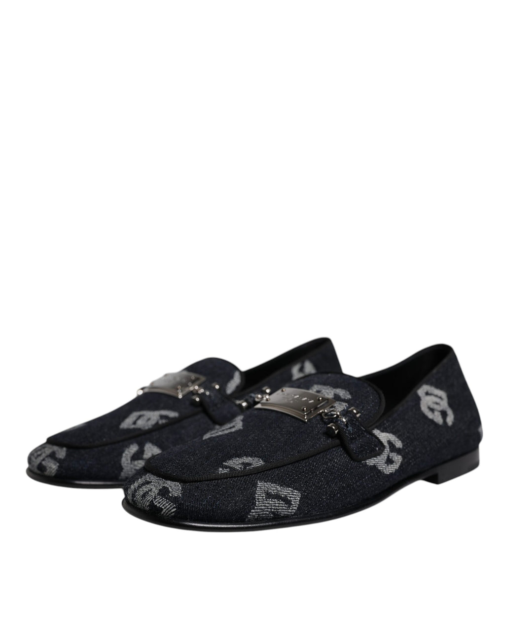 Svarte Logo Bomull Loafers Formelle Sko