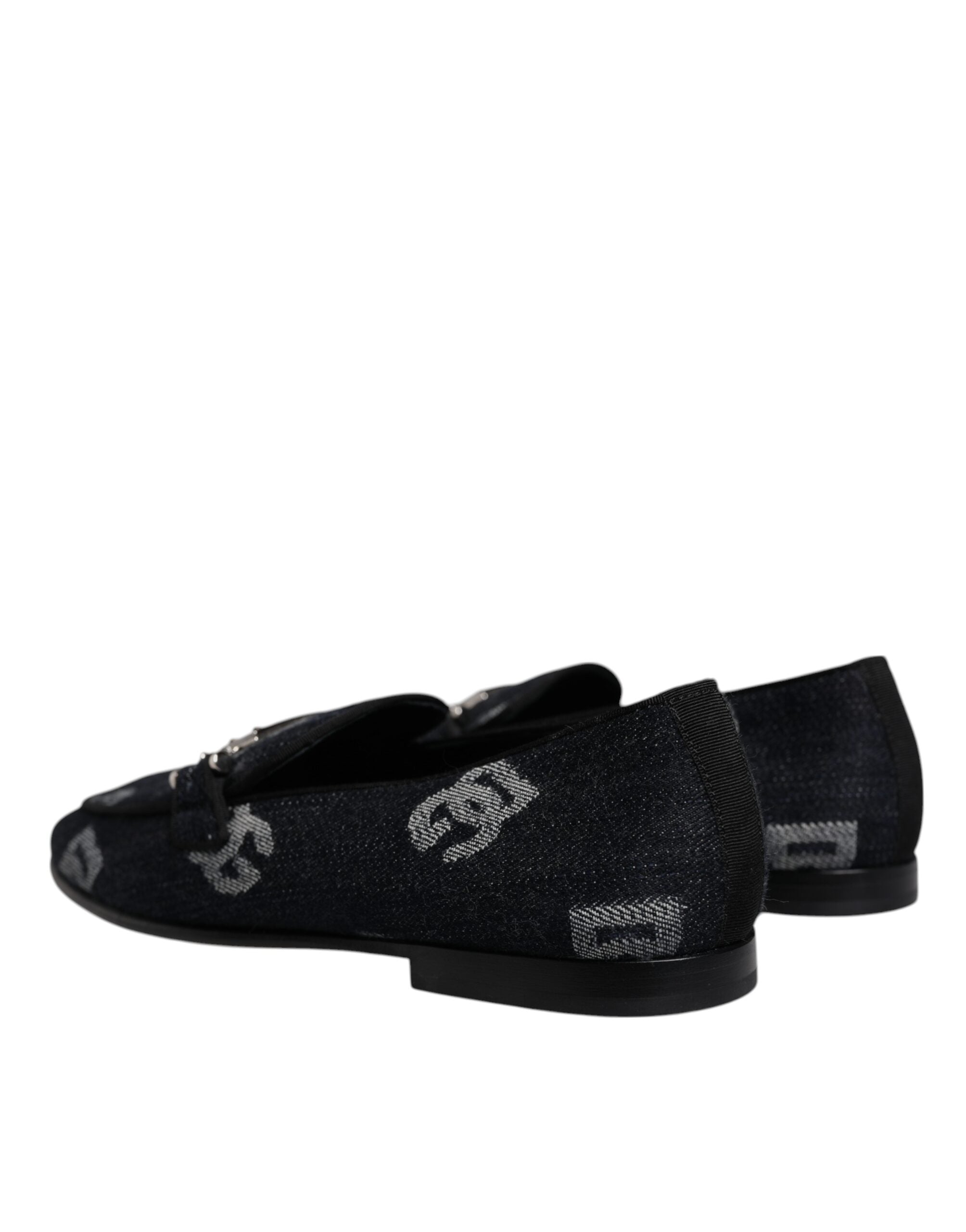 Svarte Logo Bomull Loafers Formelle Sko