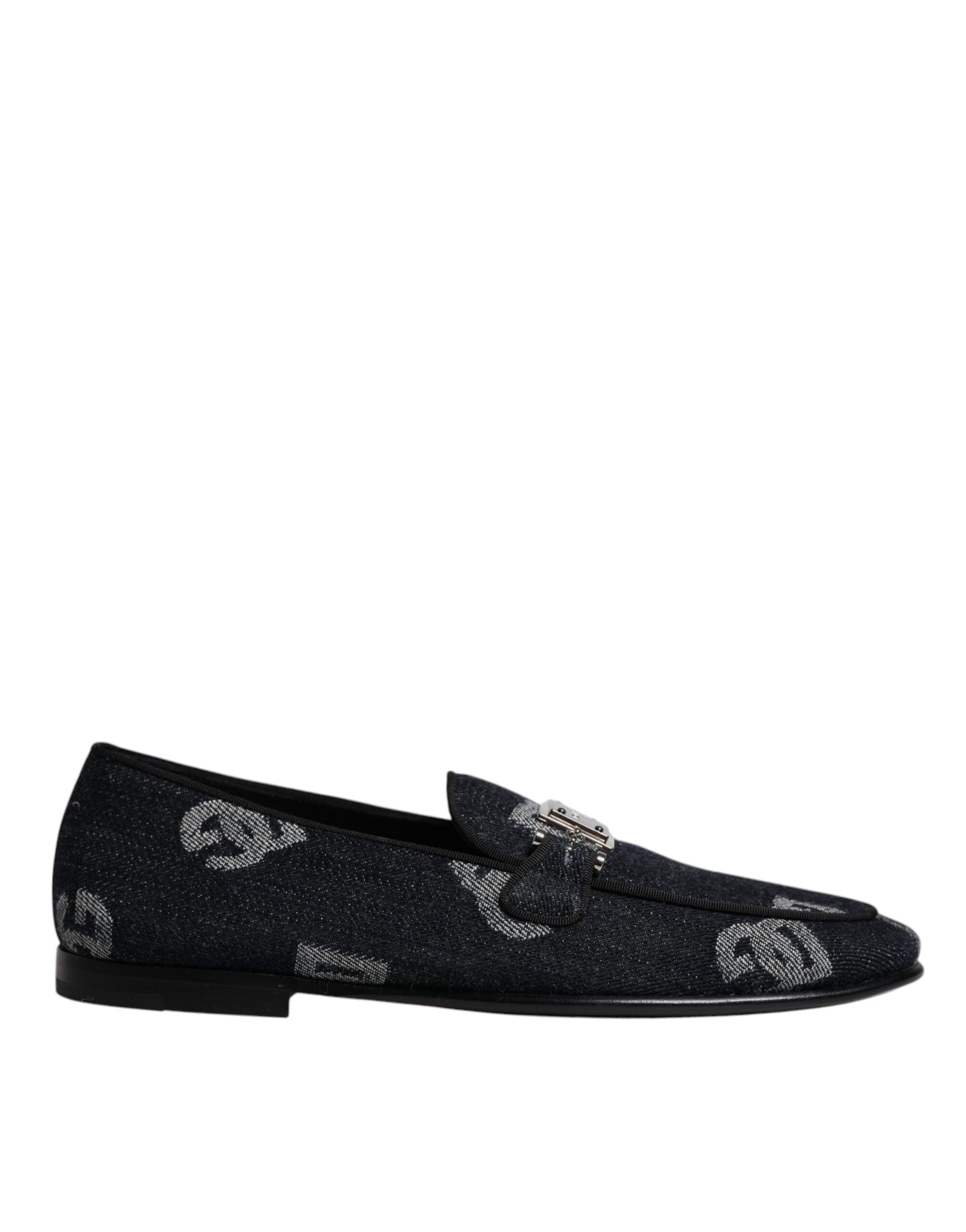 Svarte Logo Bomull Loafers Formelle Sko