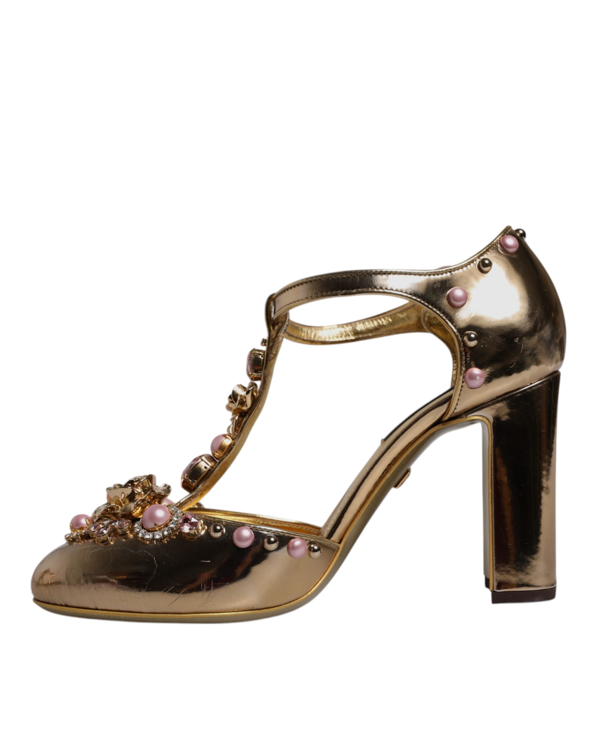 Guldfärgade utsmyckade Vally Heels-sandaler