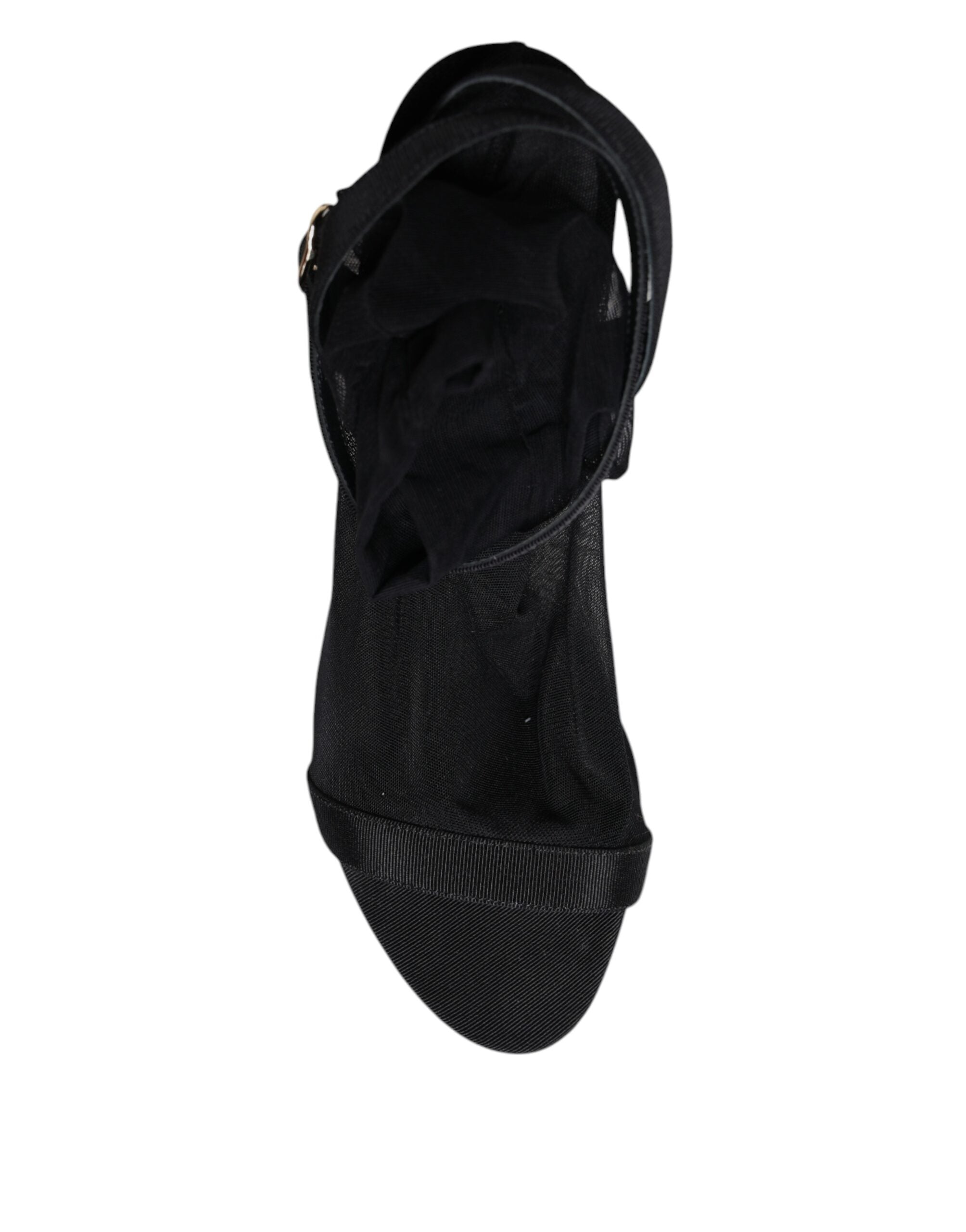 Svarta tyll stretchiga sandaler med klackar