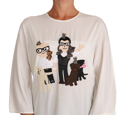 Dolce &amp; Gabbana Vit Siden #dgfamily Blus T-shirt