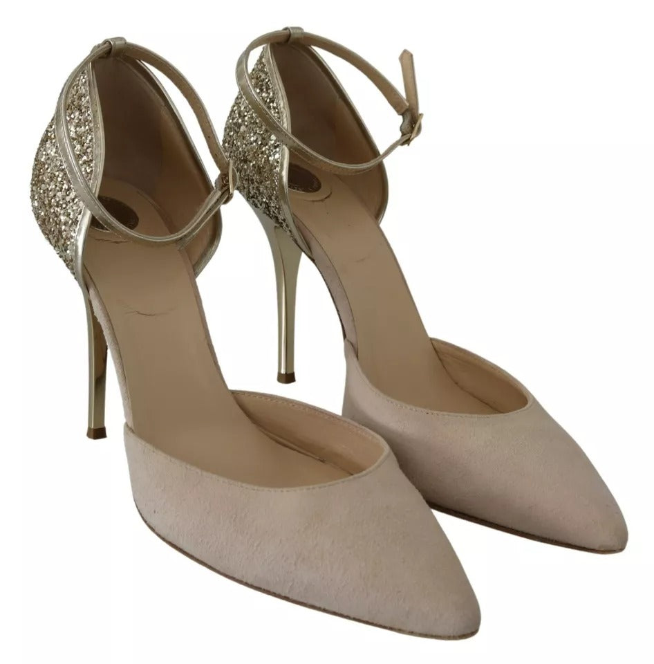 Beige linneskor med ankelrem