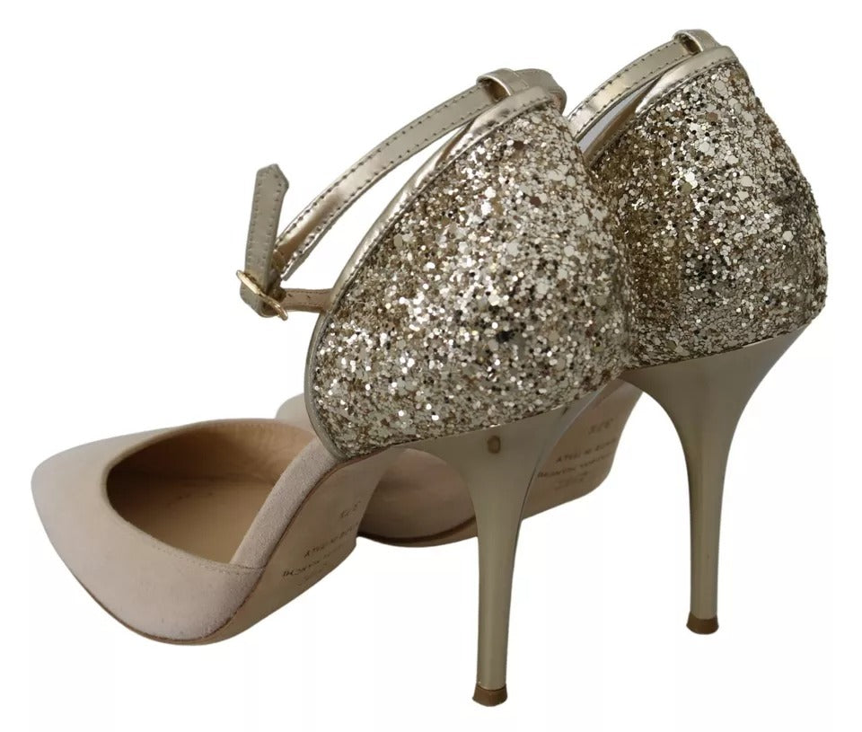 Beige linneskor med ankelrem