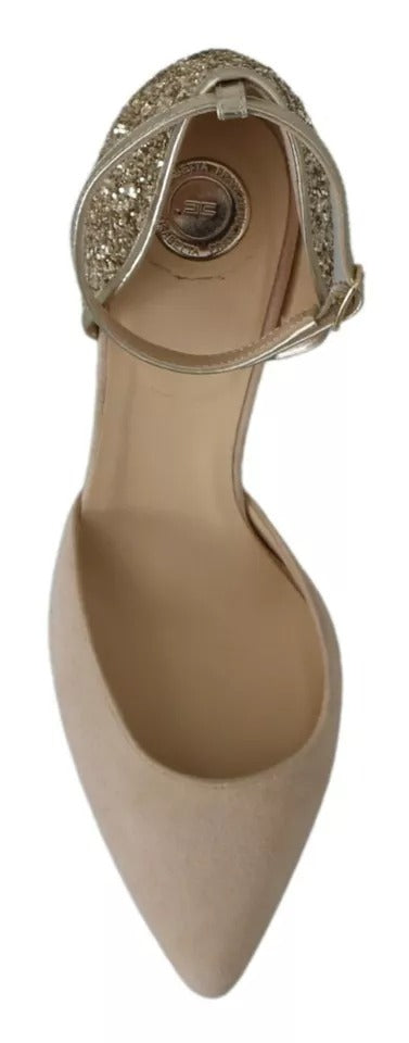 Beige linneskor med ankelrem