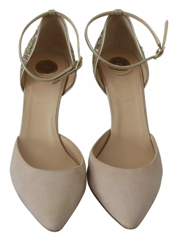 Beige linneskor med ankelrem
