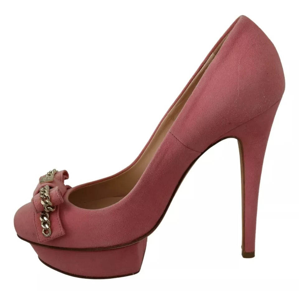 Rosa Pumps med Stilettklack och Rosett