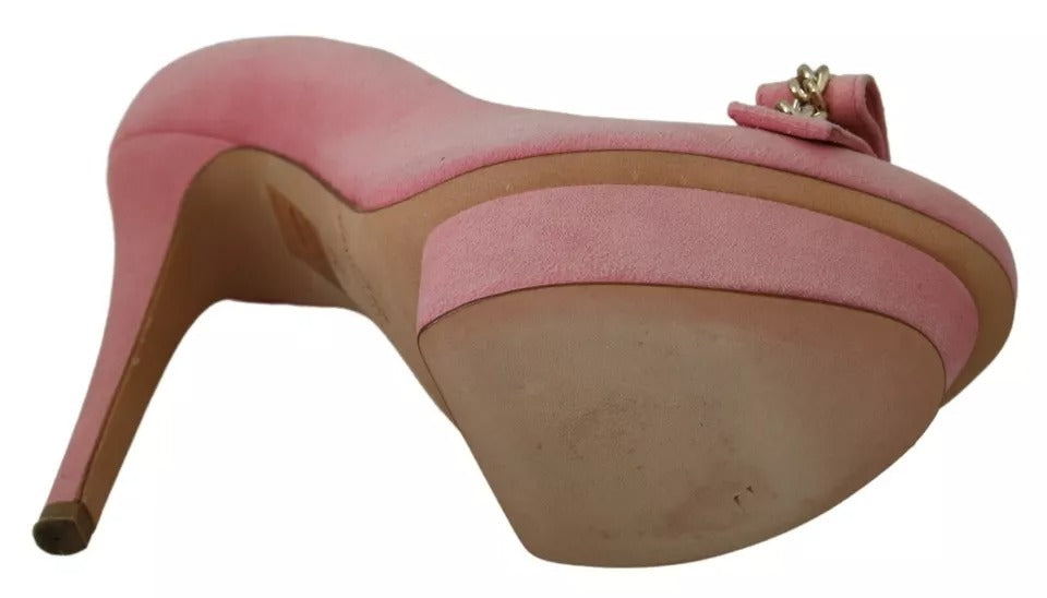 Rosa Pumps med Stilettklack och Rosett