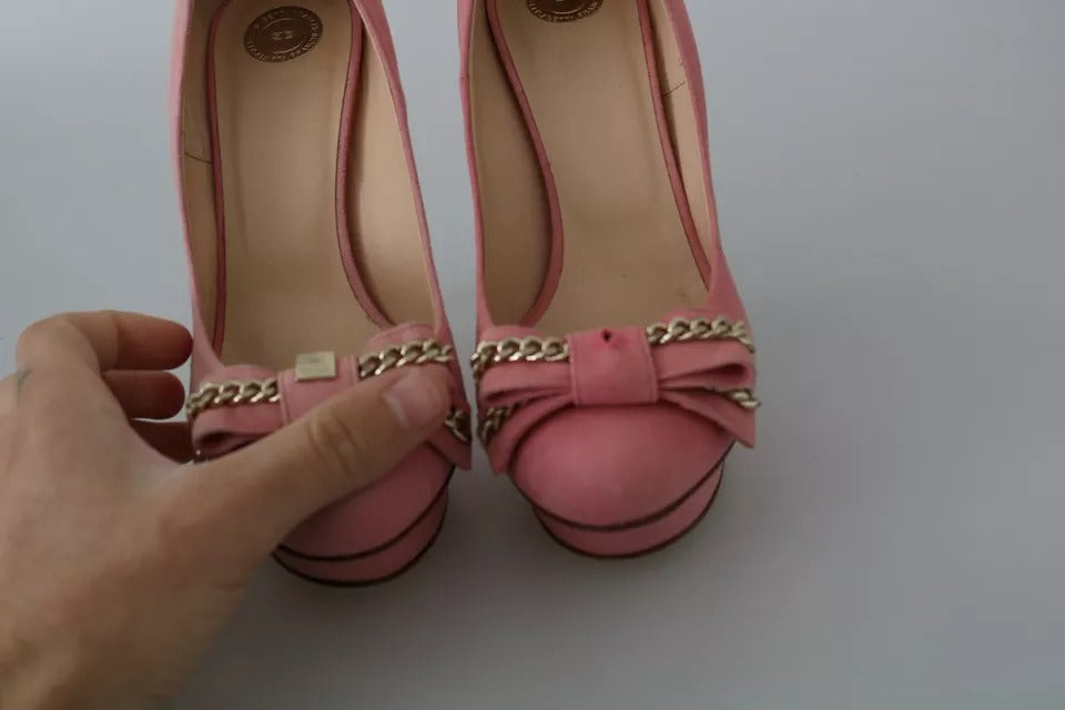 Rosa Pumps med Stilettklack och Rosett