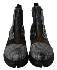 EBARRITO Multicolor Leather Suede Zipper Ankle Boots Shoes