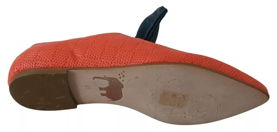 Orangea Läder Slip-on Loafers Balett Platta Skor