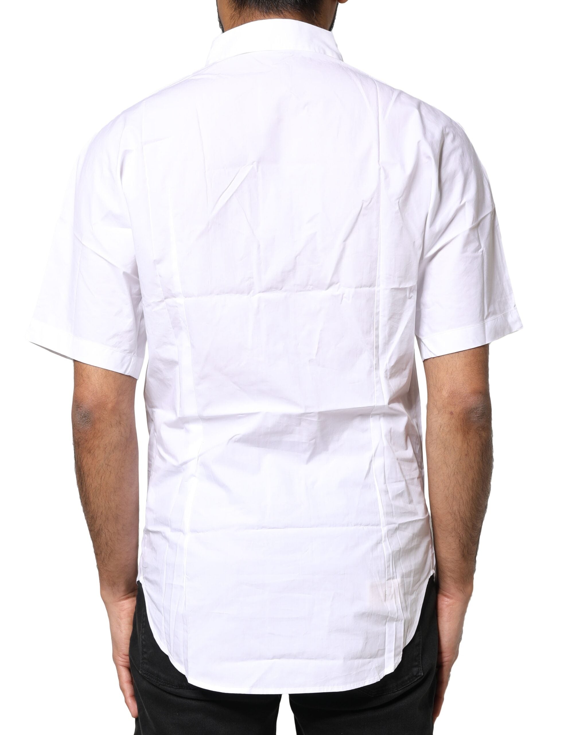 Dolce & Gabbana White Cotton Button Down Casual Men Polo Shirt