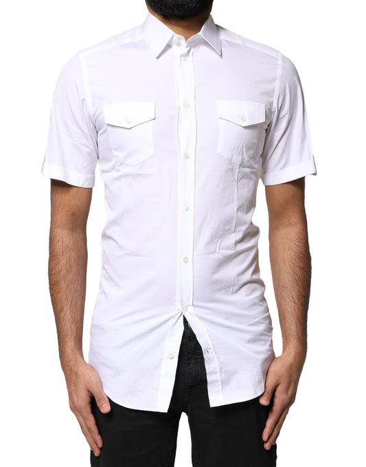 Dolce &amp; Gabbana Vit Guld Button Down Casual Herr Pikétröja