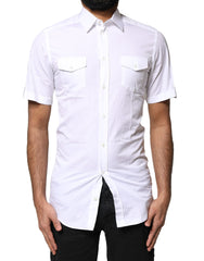 Dolce & Gabbana White GOLD Button Down Casual Men Polo Shirt